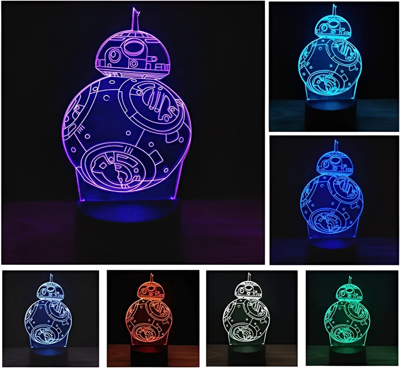 LAMPARA LED 3D STARWARS BB8