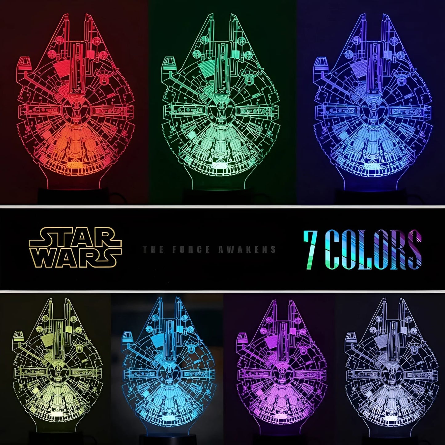 LAMPARA LED 3D STARWARS HALCON MILENARIO