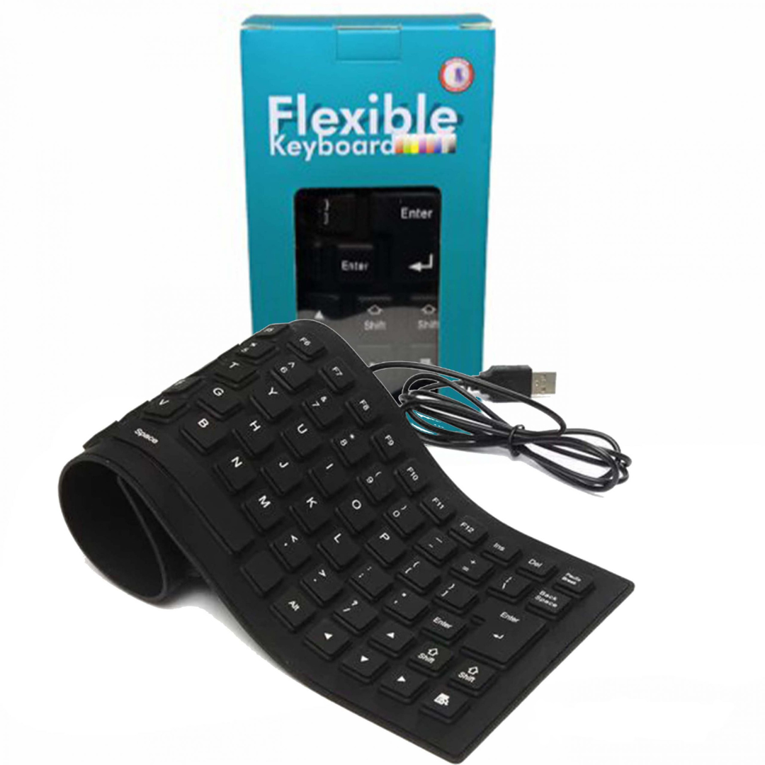 TECLADO FLEXIBLE USB PORTABLE VIAJE SALPICADURAS