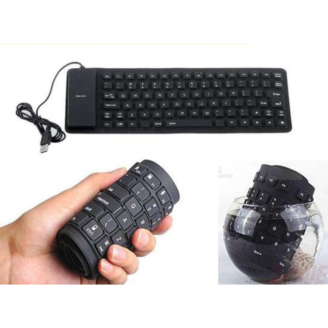 TECLADO FLEXIBLE USB PORTABLE VIAJE SALPICADURAS