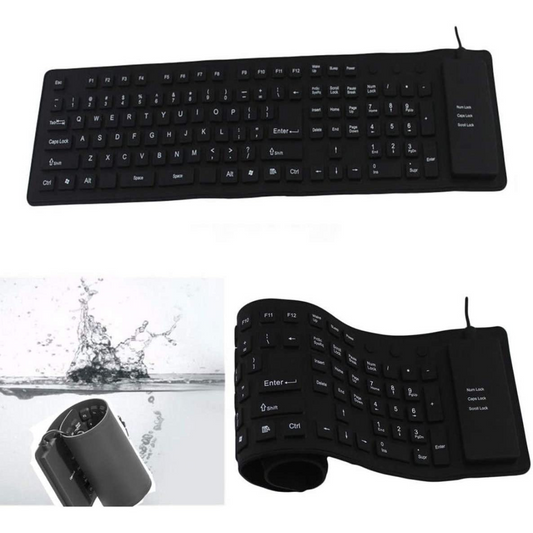 TECLADO FLEXIBLE USB PORTABLE VIAJE SALPICADURAS